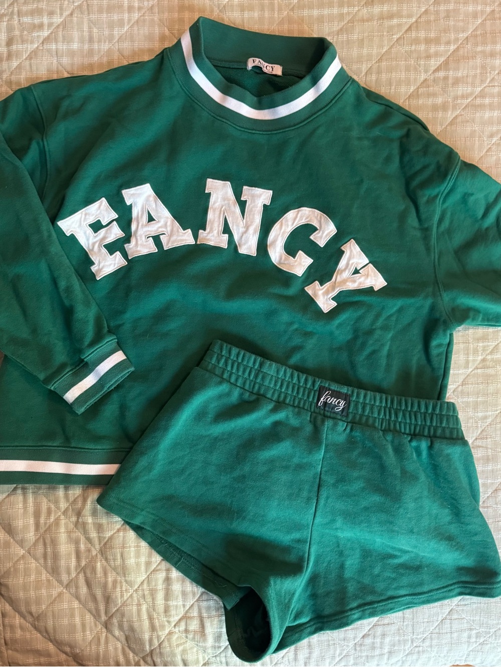 Green Pullover Crewneck short set